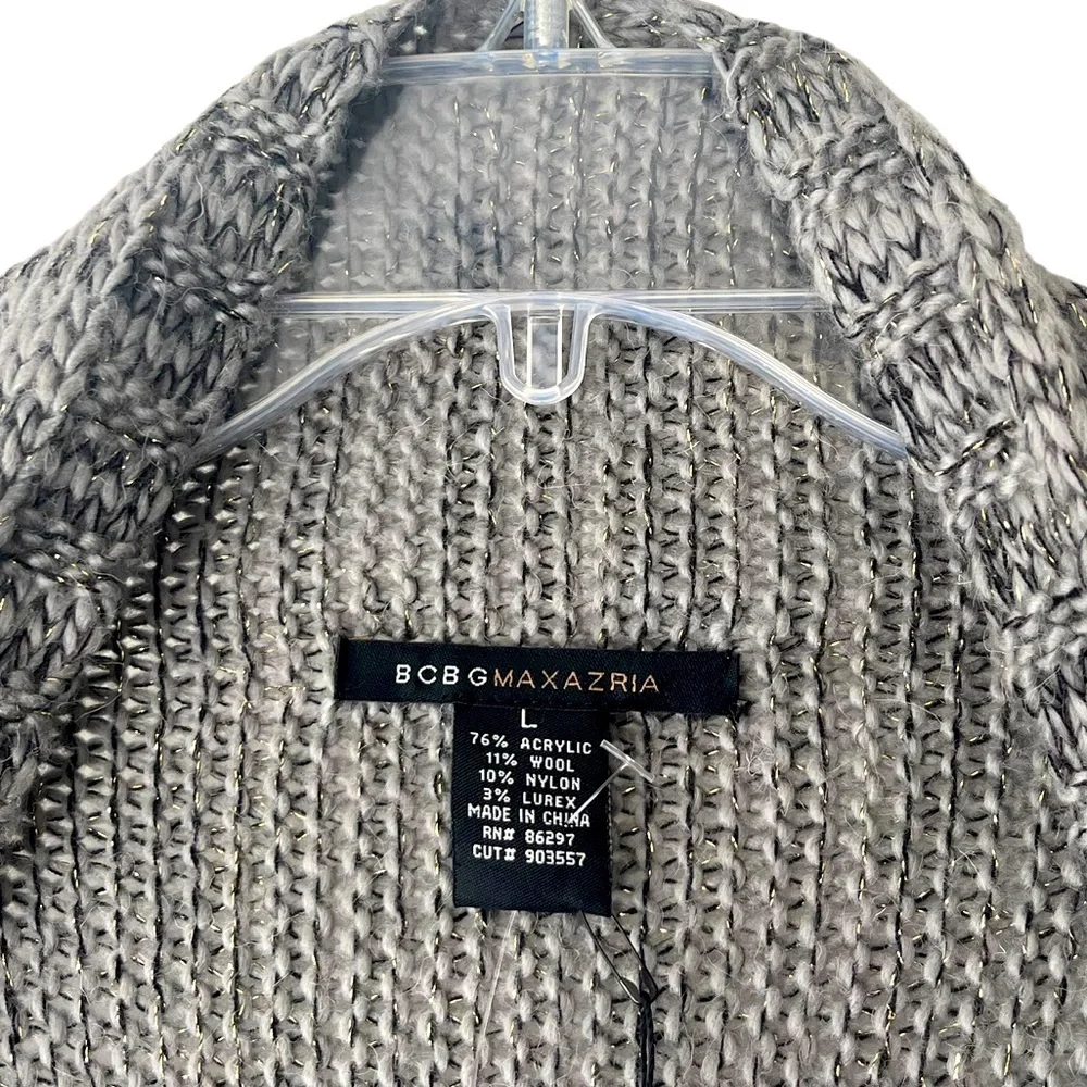 BCBGMaxazria Open Front Draped Cardigan Gray Large NWTS